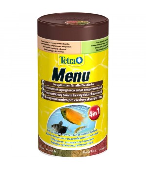 Тетра Меню 250 мл - 4 различных вида корма в одной упаковке в виде хлопьев