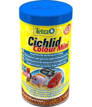 Тетра Цихлид Колор Мини  500 мл - полноценный двухцветный корм для всех видов небольших цихлид