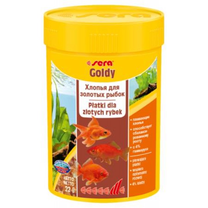 Корм Сера Голди 100 мл - основной корм для золотых рыб в виде хлопьев