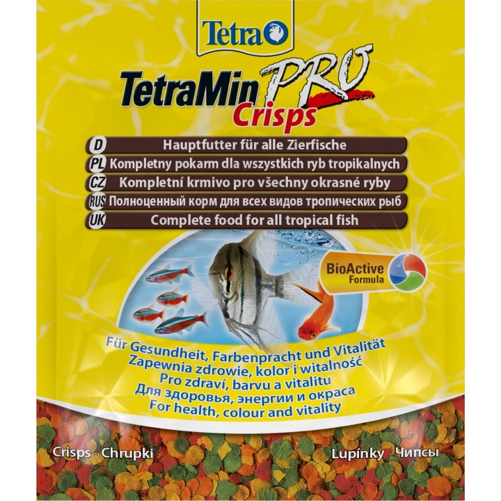 Тетра Мин Про - криспс 12 гр - основной корм для всех декративных рыб в виде чипсов