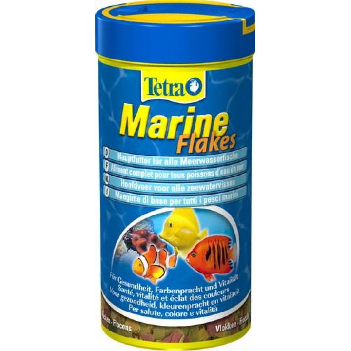 Тетра Марин Флэйкс 250 мл - полноценный основной корм для морских рыб в виде хлопьев
