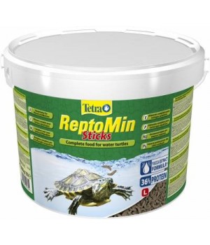 Тетра РептоМин 1кг - основной полноценный корм для водных черепах в виде палочек,10 л ведро