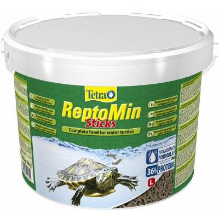 Тетра РептоМин 1кг** - основной полноценный корм для водных черепах в виде палочек,10 л ведро