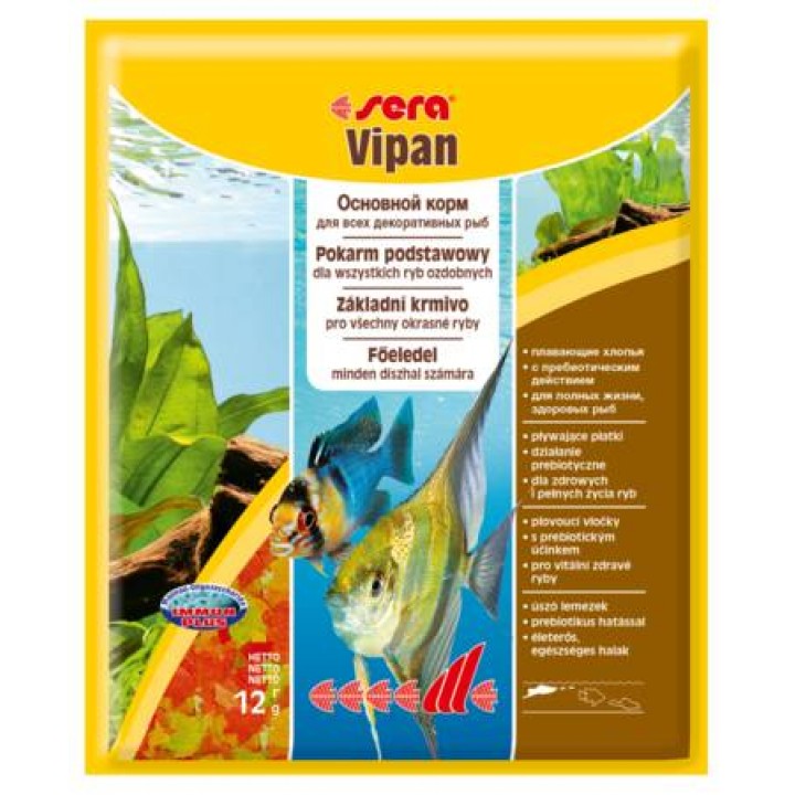 Корм Сера Випан 12 гр - основной корм для всех видов рыб в виде хлопьев