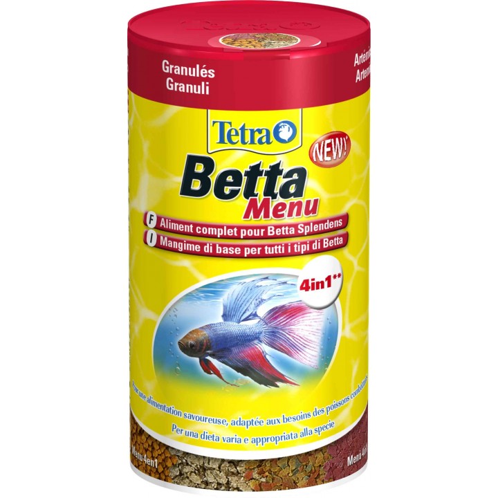 Тетра Бетта Меню 100 мл - Основной корм и вкусное питание для бойцовых и лабиринтовых рыбок.