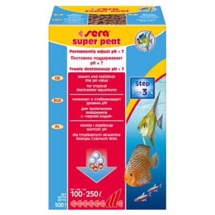 sera super peat - наполнитель для фильтра снижает pH и kH 500ml