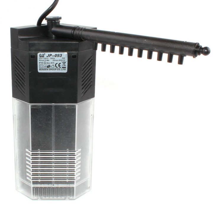 Фильтр внутренний угловой с поворотной дождев. флейтой и регулятором потока, 5W (450л/ч,акв. 60-120л