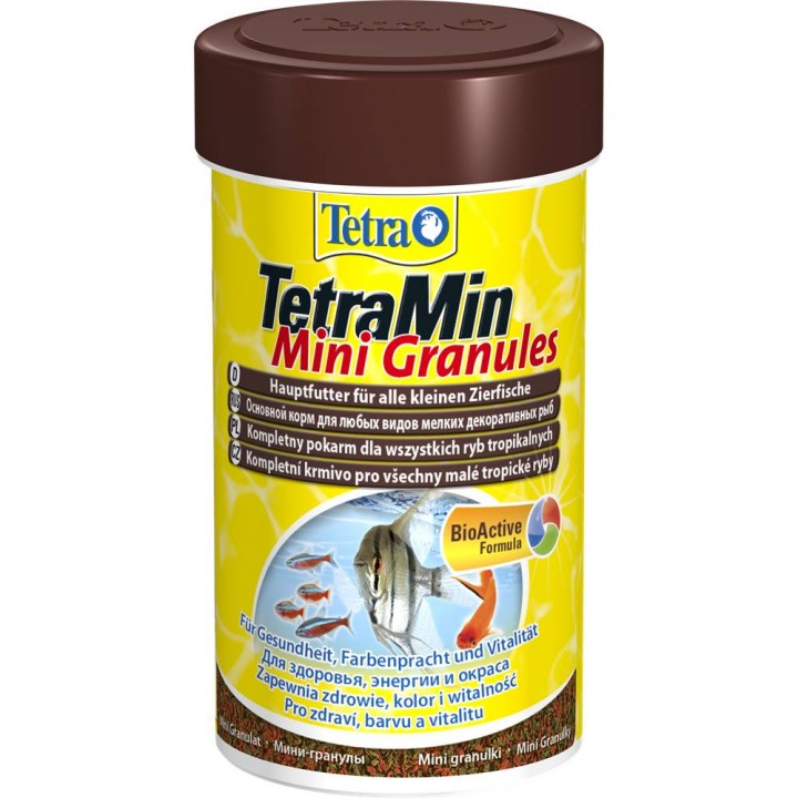 Тетра Мин Мини Гранулес 100 мл - основной корм в виде гранул для мелкой декоративной рыбы