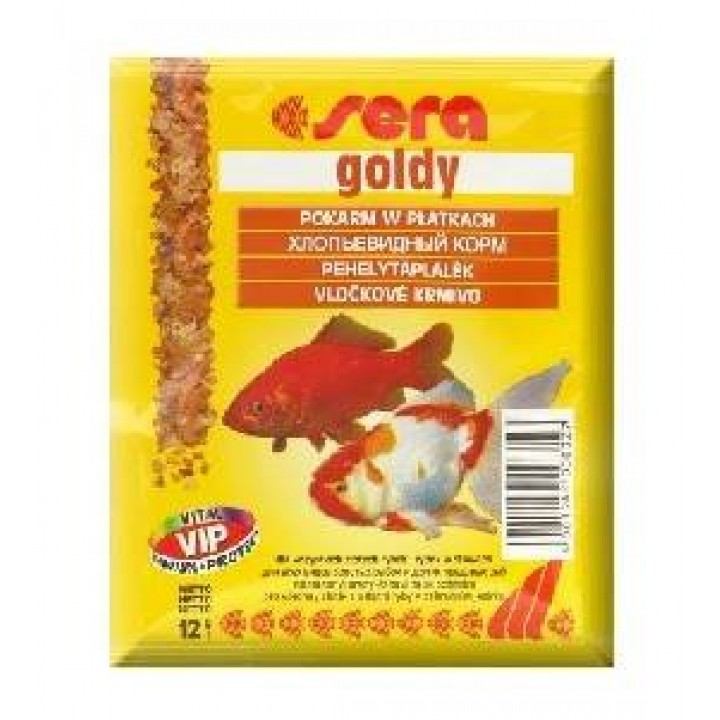 Корм Сера Голди 12 гр - основной корм для золотых рыб в виде хлопьев